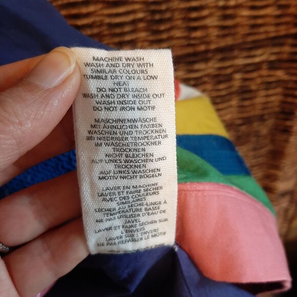 Mini Boden Sequin Tank Dress Girls 9-10 Blue Rainbow Striped Colorblock Preppy - Picture 8 of 8